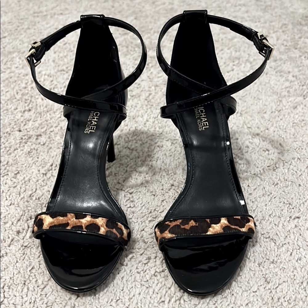 Michael Kors Black and Animal Print Heels